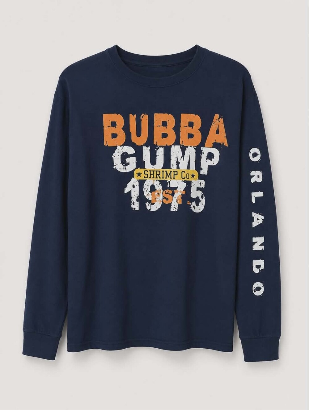 Bubba Gump Shrimp Co 1975 Orlando Long Sleeve T-Shirt Men's M Blue Tagless